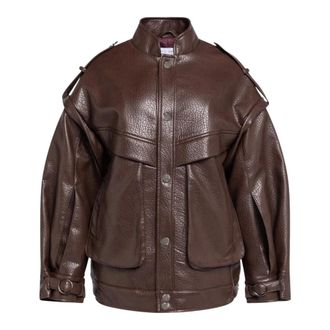 Weili Zheng Giacca in ecopelle martellata - - Jackets - Donna - Marrone - S