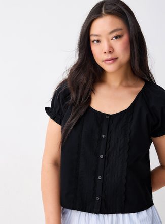 Twik Womens Scoop-neck babydoll blouse