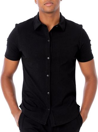 Dai Moda Cuba Short Sleeve Button Up Shirt in Black at Nordstrom, Size Xx-Large S