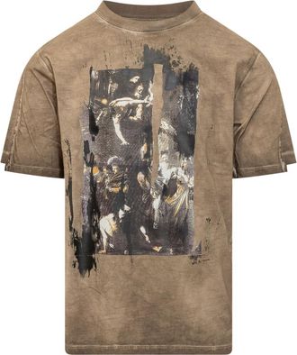 Off-white Brown Crew Neck T-Shirt
