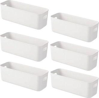 OEM Caja De Almacenamiento De Pl&aacute;stico Con Asas, 28x9x10 Cm, Blanca, Juego De 6, Perfecta Para Cocina Y Ba&ntilde;o - Ulisem