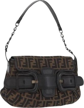 Fendi Pre-owned Zucca Canvas Shoulder Bag - Dames - Vintage Schoudertas - Bruin - ONE Size - Leer - Vintage