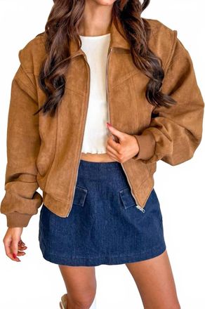 Olivaceous Linda Suede Jacket In Camel