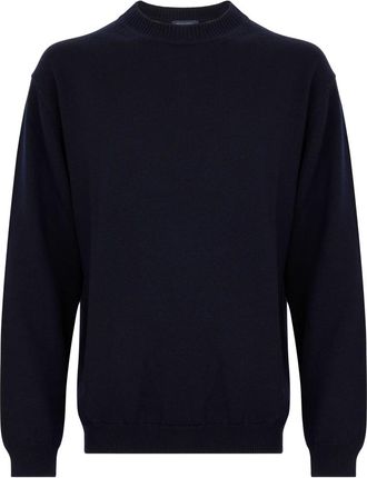 Daniele Fiesoli Round-neck Knitwear, male, Blue, Size: 2XL Blue Sweater Collection