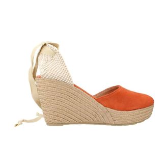 Clara Duran Schoenen, Dames, Oranje, 40 EU, Jute, Platform Wedges met Jute Detail
