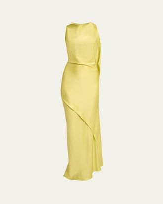 Victoria Beckham Sleeveless Draped Satin Gown