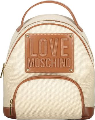 Love Moschino Moderne Rugzak - Dames - Rugzakken - Beige - ONE Size - Katoen - Tassen