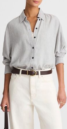Madewell Heathered Flannel Dolman Sleeve Button-Up Shirt in Heather Grey at Nordstrom, Size Xx-Small
