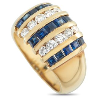 Luxury Bazaar 18K Yellow Gold 0.60ct Diamond and Sapphire Ring MF07-011626