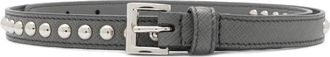 Prada Grey Studded Buckle Belt
