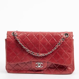 Chanel Ltd. Ed. Lizard Skin Jumbo Classic Double Flap Schoudertas