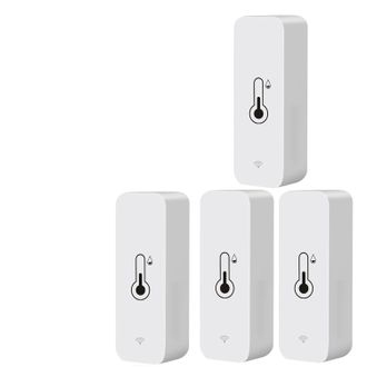 OEM Sensor Temperatura Humedad Wifi - 2,4 Ghz - Aplicaci&oacute;n Tuya - Compatible Alexa Y Google Assistant - Visualizaci&oacute;n En Tiempo Real - Pack De 4