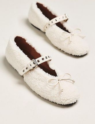 Bibi Lou Sherpa Fleece Moto Ballet Flats