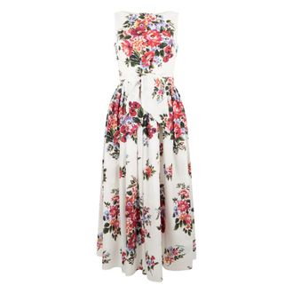 Dolce & Gabbana Midi Dresses, female, Multicolor, Size: XS Flower bouquet-print cotton dress
