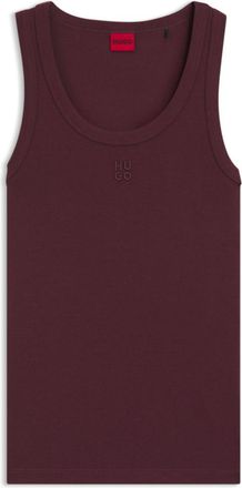 HUGO BOSS Cotton-blend tank top with stacked-logo embroidery