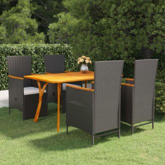 vidaXL Juego De Comedor Para Jard&iacute;n 5 Piezas Negro Vidaxl