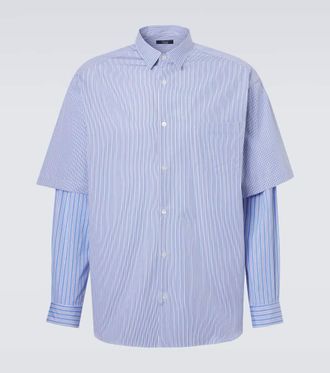 Comme Des Gar&ccedil;ons Comme des Gar&ccedil;ons Homme Layered striped cotton poplin shirt