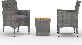 vidaXL Muebles De Jard&iacute;n 3 Pzas Rat&aacute;n Sint&eacute;tico Madera Acacia Gris Vidaxl