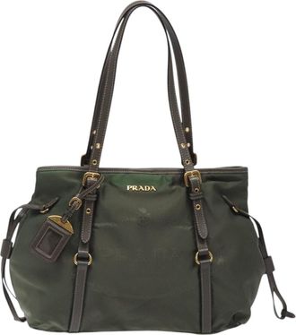 Prada Tessuto Khaki Nylon Tote Bag (Pre-Owned)