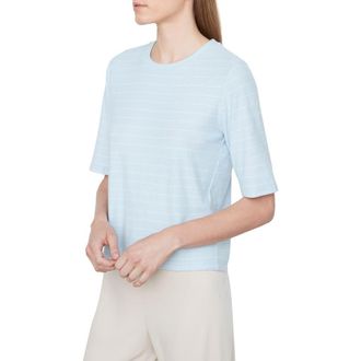 Vince Stripe Relaxed Elbow-Sleeve T-Shirt in Sky/Off White at Nordstrom Rack, Size X-Large