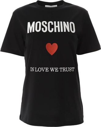 Moschino Biologisch Katoen Liefde Vertrouwen T-Shirt - Dames - T-shirts - Zwart - L - Katoen - Tops