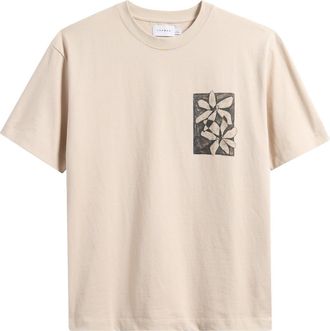 Topman Oversize Floral Graphic Cotton T-Shirt in Stone at Nordstrom, Size Xx-Large