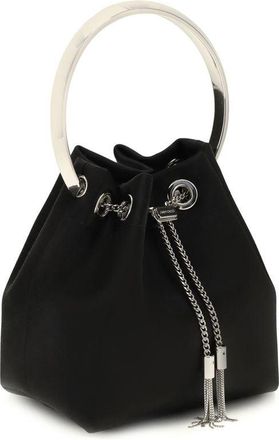 Jimmy Choo London Womens Black Cotton Shoulder Bag