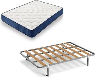 HOGAR 24 Hogar24 - Vl94 - Colch&oacute;n Viscoel&aacute;stico + Somier Basic Con Patas, Medida 90x190 Cm. Higienico-transpirable