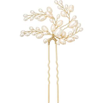 Untamed Petals Poetry Freshwater Pearl Hair Pin in Gold at Nordstrom