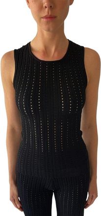 Adam Lippes Black Pointelle Knit Shell