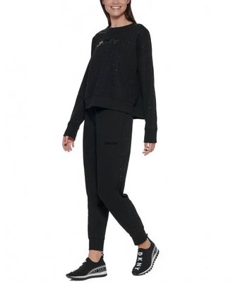 DKNY Dkny Womens Embellished Logo Sweatshirt In Black