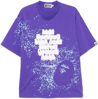 A Bathing Ape spray-print slogan T-shirt - men - Cotton - M - Purple