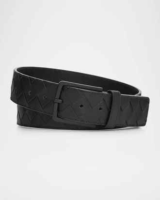 Bottega Veneta Men & apos;s Maxi-Intrecciato Leather Belt