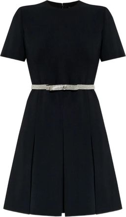 Versace Black Crystal-Embellished Belt Cocktail Dress