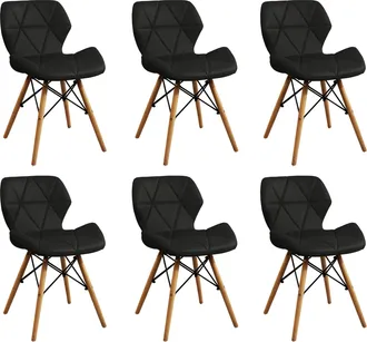 Milani Home Naomie - Sedia Moderna In Ecopelle E Legno Set Da 6