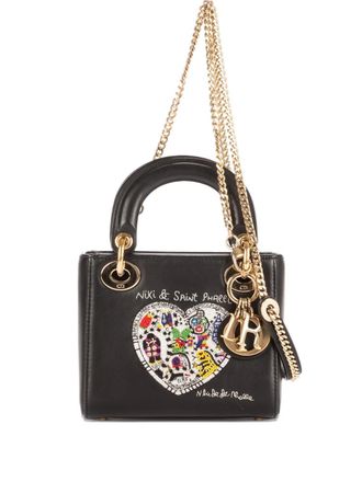 Dior x Niki de Saint Phalle mini Lady Dior heart-motif tote bag - women - Sequin/Calf Leather - One Size - Black