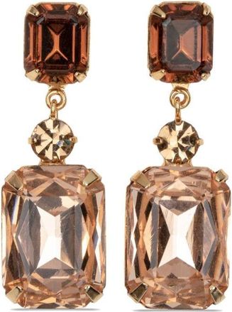 Jennifer Behr Justine crystal-embellished earrings - women - Emerald/Crystal/18kt Gold Plated Brass - One Size