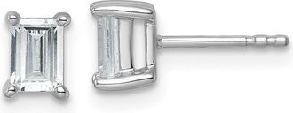 Diamond2Deal 14k Gold 1 ct Emerald Lab Grown Diamond Stud Earrings VS Clarity, D-E Color