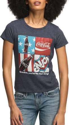 Lucky Brand Coca-Cola Americana Grid Baby Tee in Total Eclipse at Nordstrom, Size Xx-Large