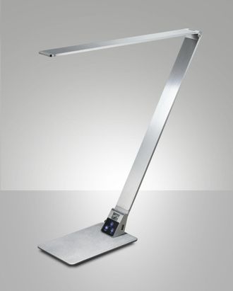 Fabas Luce Wasp Lampada Da Tavolo Led Integrato 12w In Alluminio Spazzolato Con Regolazione Luce Al Tocco Cct 3000k-4000k-5000k, Classe 2, Codice 3265-30-212