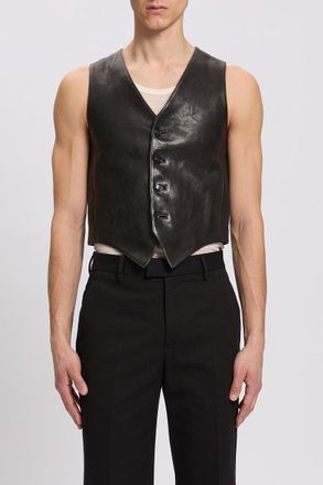 Ann Demeulemeester Alrik Classic Waistcoat Vintage Lux Grained Leathe