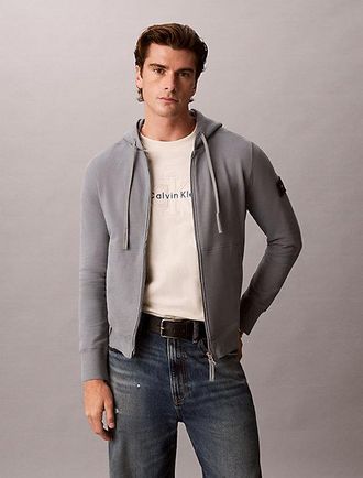 Calvin Klein Sudadera Con Capucha Y Cremallera De Felpa De Algod&oacute;n Con Insignia