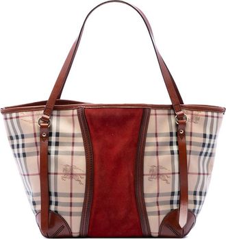 Burberry Pre-owned Burberry Small Suede Trimmed Haymarket Check Coated Canvas Canterbury Tote Ladies VT2I70XKDMPK58MZ