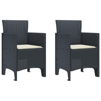 Berkfield Home Garden Chair Set of 2 Anthracite, Cream white Plastic Rattan
