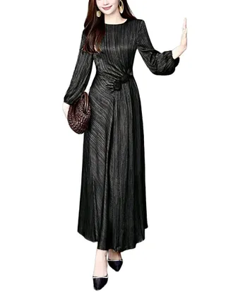 Burryco Black Solid Maxi Dress