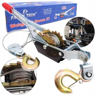 OEM Cabrestante Manual De Cable 2t 2000kg 2 Ganchos