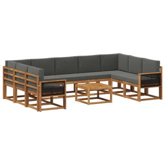 vidaXL Conjunto De Sof&aacute;s De Exterior 10 Pcs Natural Y Antracita Vidaxl