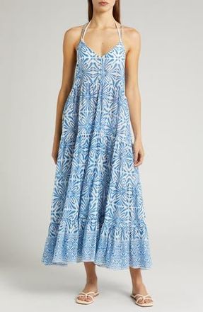 Alicia Bell Hope Cotton Cover-Up Maxi Dress in Blue Psychedelic at Nordstrom Rack, Size X-Large