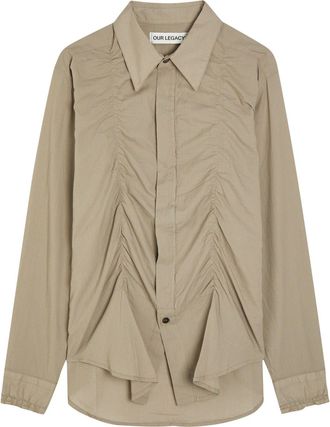 Our Legacy Jumble Checked Gathered Cotton Shirt - Grey - 34 (UK6 / XS)