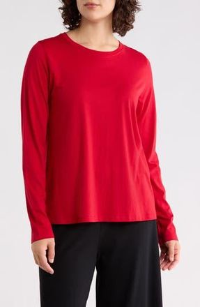 Eileen Fisher Organic Cotton Long Sleeve T-Shirt in Scarlet at Nordstrom Rack, Size Xx-Small